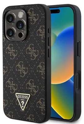 Obrázok produktu pre Guess pevný kryt 4G Triangle Metal Logo na iPhone 16 Pro Max (GUHCP16XPG4GPK) - čierny
