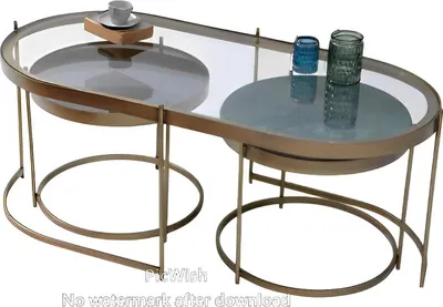 Produktbild von Eleganter Couchtisch mit integriertem Beistelltisch-Design Oval