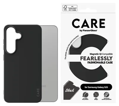 Produktbild von PanzerGlass CARE™ by ® Case Schwarz m. Qi Compatible Samsung Galaxy S25, Cover, Samsung, Samsung - Galaxy S25, Schwarz