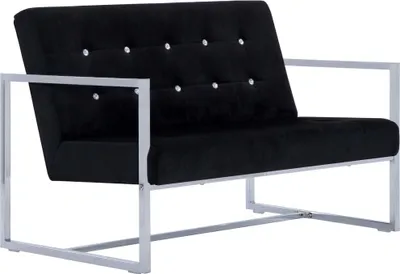Produktbild von vidaXL 2-Sitzer-Sofa mit Armlehnen Schwarz Chrom und Samt