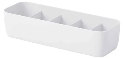 Produktbild von Weiße, stapelbare Sockenaufbewahrungsbox mit fünf Fächern aus Kunststoff für Unterwäsche, ideal für Zuhause und Schlafzimmer