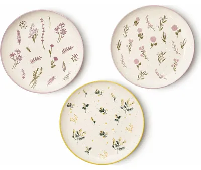 Immagine prodotto di Piattini da dessert con motivo floreale - set da 3 pezzi, diametro 22 cm