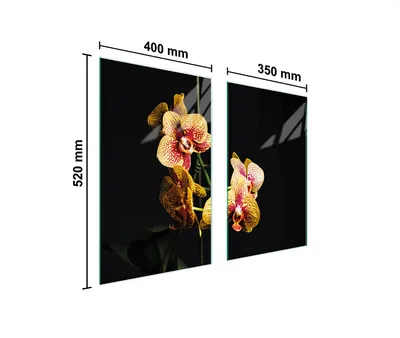 Obrázok produktu pre Kryt varnej dosky 2 kusy 75x52 Sklenený kryt varnej dosky Sklenená doska na krájanie Orchidea čierna