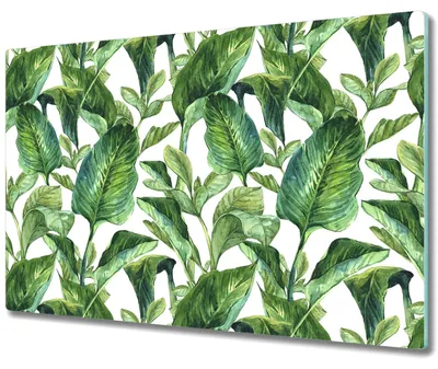 Produktbild von Glas Schneidebrett Herdabdeckplatten Schneideplatten - 80x52 cm - Palmblätter