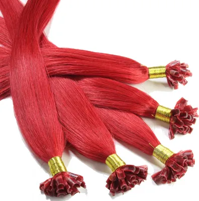 Image de hair2heart extensions de cheveux humains raides - 25 mèches 0,5g 30cm 0/44 rouge intense