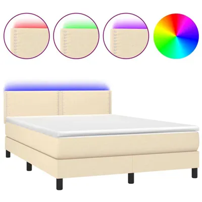 Produktbild von vidaXL Boxspringbett mit Matratze & LED Creme 140x200 cm Stoff