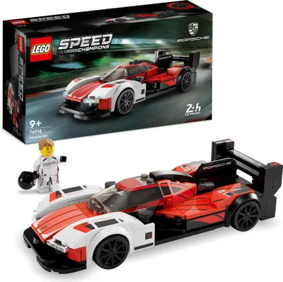 Produktbild von LEGO Speed Champions Porsche 963, Modellauto-Bausatz, Rennfahrzeug Spielzeug für Kinder, Sammelset mit Fahrer-Minifigur, Auto-Geschenk für Kinder 76916