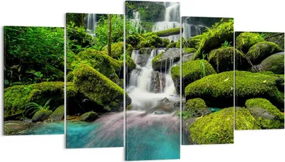 Produktbild von Bild auf Leinwand - Leinwandbild - Park Wasserfall Wasser - 160x85cm - Wand Bild - Wanddeko - Leinwanddruck - Bilder - Kunstdruck - Wanddekoration - Leinwand bilder - Wandkunst - EA160x85-3754