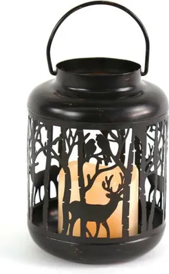 Immagine prodotto di ACA Lighting lanterna in metallo nero con renna e candela bianca, 1 LED 3xAAA, WW, IP44, l.12X18CM X0711107