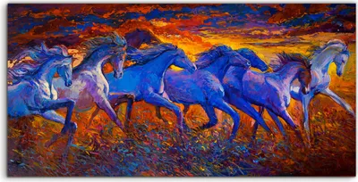 Produktbild von Coloray Acrylbild 120x60  Wandbild Acrylbilder Foto Bild Malerei Pferden bunte Laufen