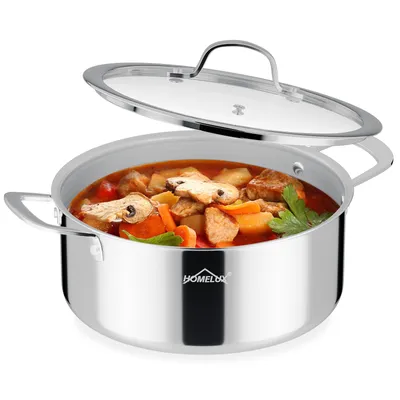 Produktbild von Homelux Kochtopf Edelstahl 304, 26 cm, 5,2 L, Wabenstruktur beschichtet, Induktion, Glasdeckel, Aluminiumkern