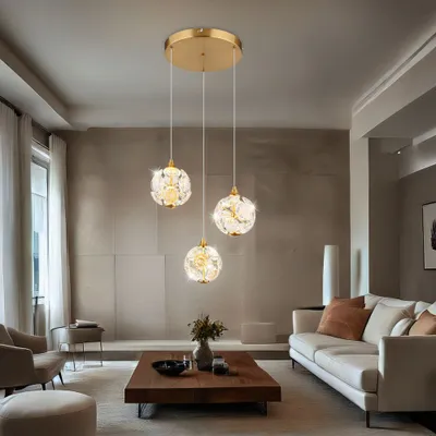 Produktbild von LED Pendelleuchte, Metall, Kristalle, gold, H 150 cm