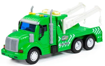 Produktbild von Abschleppwagen LKW Kinder Spielzeug PROFI grün Schwungrad Fahrzeug m. Licht Sound
