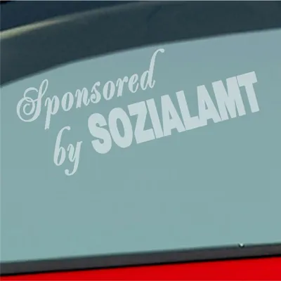 Produktbild von Auto Aufkleber Sponsored by Sozialamt Car PKW 15x6 cm Milchglas Sticker Heckscheibenaufkleber