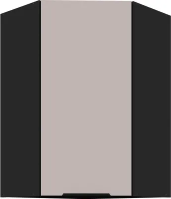 Produktbild von Küchen Eckhängeschrank 60x60 cm Küche ARONA Kaschmir beige matt + Schwarz matt Küchenzeile Küchenblock Einbauküche Höhe 90 cm