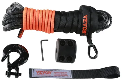 Immagine prodotto di VEVOR corda sintetica 6,4 mm x 15,2 m corda per verricello Corda sintetica composta da 12 fili di fibre di polietilene ad alto peso molecolare Corda per verricello Powerline ideale per il traino di ATV UTV auto SUV e grandi veicoli fuoristrada