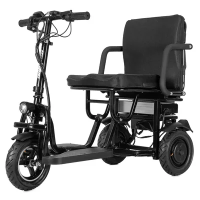Produktbild von Elektromobil Für Senioren, 3-Rad-Mobilitätsroller, 700W Doppelantrieb, 48V 10Ah, Faltbar, Rückspiegel, Tasche, 10 Zoll, Senioren Elektromobil Schwarz