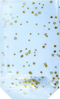 Produktbild von HEYDA Bodenbeutel Sterne 115 x 190 mm klar mit goldenen Sternen