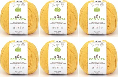 Zdjęcie produktu dla 6 motków DMC Eco Vita – przędza składająca się w 80% z bawełny pochodzącej z recyklingu i w 20% z włókien pochodzących z recyklingu, nr 388 (kolor 9)