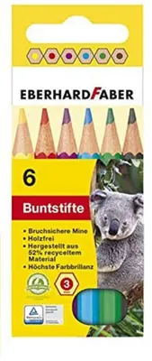Produktbild von EBERHARD FABER 514906 Hexagonal-Buntstift kurz 6er Kartonetui