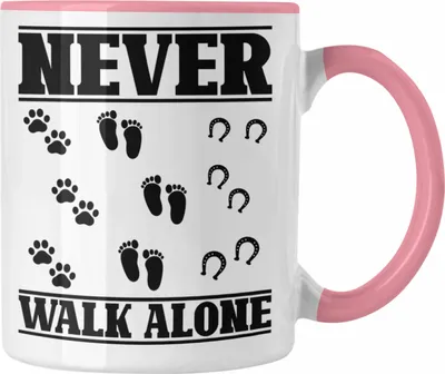 Produktbild von Trendation - Hund Pferd Reiter Tasse Geschenk Never Walk Alone Reiterin Geschenk Pferde Mädchen (Rosa)