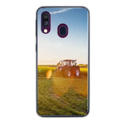 Produktbild von MuchoWow® Handyhülle Schutzhülle Hülle für Samsung Galaxy A40 Traktor - Gras - Sonnenuntergang Silikon Softcase Handy Hülle - Handy-Tasche