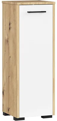 Produktbild von Badezimmerschrank schmal Weiß 30 cm 1 Tür 2 Regalböden B30xH85xT30 cm