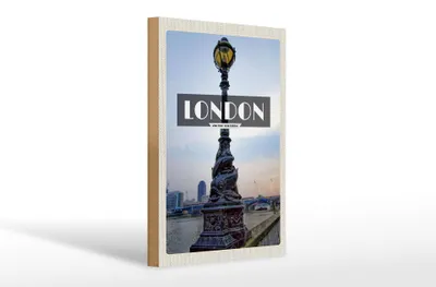 Produktbild von Holzschild Reise 20x30cm London United Kingdom Retro Poster
