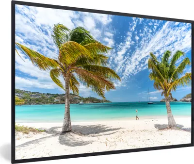 Produktbild von MuchoWow® MuchoWow® Gerahmtes Poster Strand - Palmen - Wolken 60x40 cm - Poster mit zchwarzem Bilderrahmen - Printing - Wanddeko Schlafzimmer