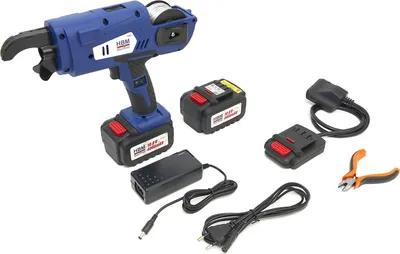 Immagine prodotto di Legatrice tondino ferro automatica professionale, strumento di legatura a batteria per tondini, con 2 batterie 10,8 V 4,0 Ah e caricatore, per barre d'acciaio da 8 ~ 34 mm, Hbm