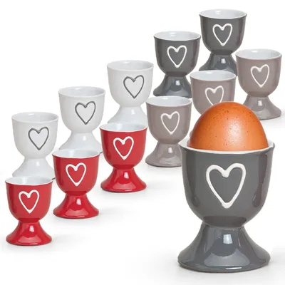 Produktbild von Einfarbige Steingut Eierbecher Landhaus-Stil 12-tlg. Set bunt