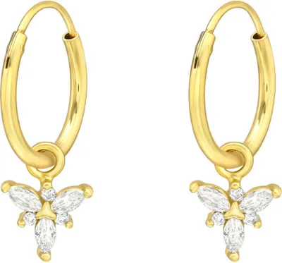 Produktbild von Creolen Ohrringe 925 Sterling Silber vergoldet Schmetterling mit Zirkoniasteinen