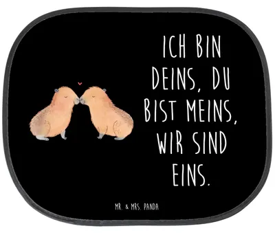 Produktbild von Mr. & Mrs. Panda Sonnenschutz Auto Capybara Liebe - Schwarz - Geschenk, Sonnenblende, Valentinstag, Verliebt, Beziehung, für, Geschenkidee, Hitzeschutz, Lustige Sprüche