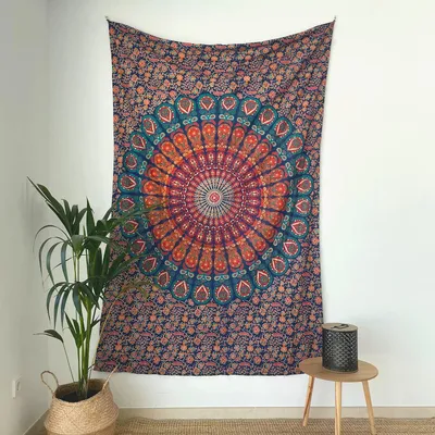 Produktbild von Wandteppich Mandala - Mehrzweck, Bunt, 100% Baumwolle - Ideal als Wandteppich Aesthetic, Wandtuch Boho, Indischer Wandbehang aus Stoff