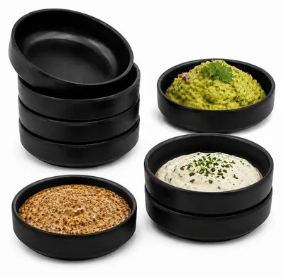 Dipschalen-Set 8er, schwarz, 8,8 x 8,8 x 2,5 cm, Kunststoff