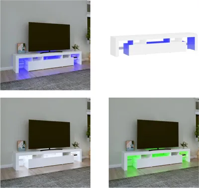 Produktbild von vidaXL TV Schrank mit LED Leuchten Weiß 200x36,5x40 cm - TV-Schrank - TV-Schränke - TV-Ständer - Medienschrank
