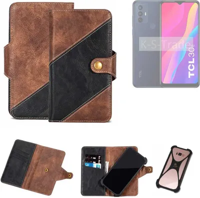 Produktbild von K-S-Trade Handyhülle Schutzhülle Bookstyle Case kompatibel mit TCL 30 E Klapphülle Cover Hülle Schutztasche 1x