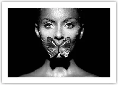 Produktbild von Poster - Poster ohne Rahmen - Frau Schmetterling Mund - 70x50 cm - Wand Bild - Wanddeko - Wandbilder - Kunstposter - Wandposter - Bilder - Kunstdruck - Wanddekoration - Wandbild - P2XAA70x50-4637