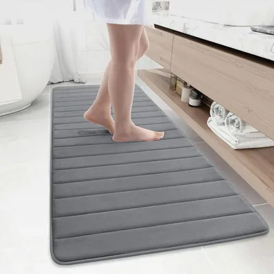 Produktbild von Badematte aus Memory-Schaum, 177,8 x 61 cm, ultraweiche und rutschfeste Badezimmerteppiche, wasserabsorbierend und maschinenwaschbar, Badteppich, Läufer für Badezimmer, Dusche und Badewanne,