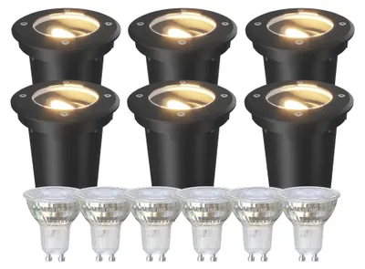Produktbild von Ledvion 6er Set LED Bodenstrahler Außen IP67 3W 230V 345Lm 2700K GU10 weiss
