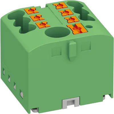 Produktbild von Verteilerblock Klemmen Verteilung Block Hutschiene für TH35 6/6x2,5 Grün