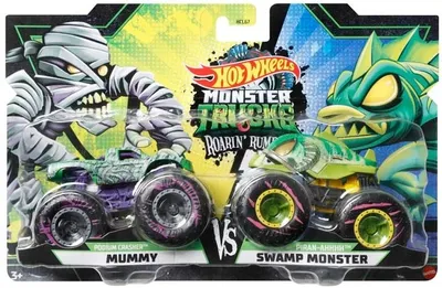 Obrázek produktu pro Mumie, která se vkradla na pódium, proti Piran-Ahhhh, bažinnému monstru – Hot Wheels Roarin' Rumble v měřítku 1:64