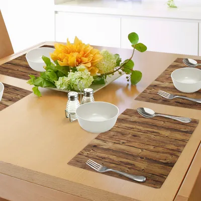 Produktbild von ABAKUHAUS Rustikal Platzmatten, Hölzernes Beschaffenheits-Bild-Natur-Waldbaum-Muster mit rauem Design-Bauholz-künstlerischem Druck, Tiscjdeco aus Farbfesten Stoff für das Esszimmer und Küch, Braun
