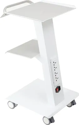 Image de Chariot de salon - Chariot de service - 3 niveaux - Structure métallique - 4 prises électriques - Pour les salons de beauté, les laboratoires, les cabinets dentaires et les cliniques