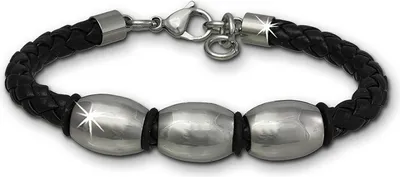 Produktbild von SilberDream Armband Leder Armschmuck schwarz geflochten Herren Männer LAP007S