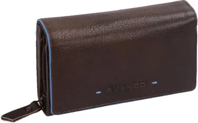 Produktbild von Dunkelbraune Leder Damenbörse 15x9,5x3,5cm, Portemonnaie mit 22 Kreditkartenfächern