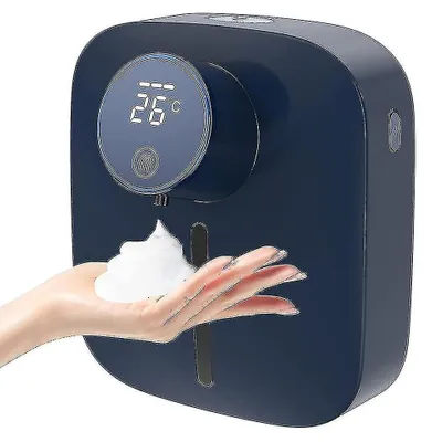 Produktbild von HOMEWE Automatischer Seifenspender, wiederaufladbarer, berührungsloser Wandseifenspender für Schaumseife, Handdesinfektionsmittelspender mit Temperaturanzeige – Blau