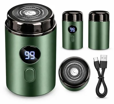 Produktbild von Mini Reiserasierer Herren, kompakter elektrischer Rasierer mit USB-C-Ladung, LED-Akkustandsanzeige und Edelstahlklingen, für Büro und Reisen