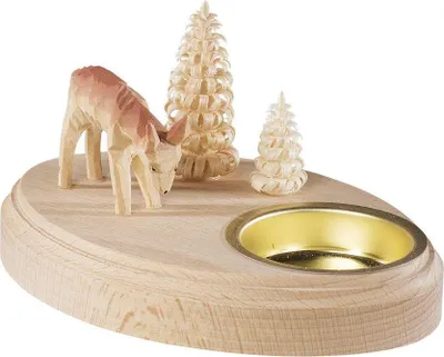 Produktbild von Teelichtleuchter Rehe natur mit Teelicht Ø 10cm NEU