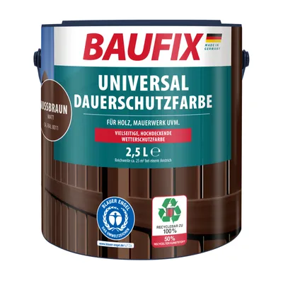 Produktbild von BAUFIX Universal Dauerschutzfarbe nussbraun matt, 2.5 Liter, Wetterschutzfarbe